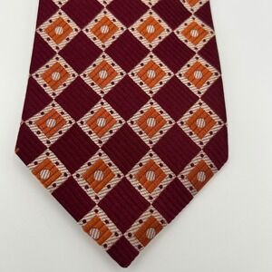 Garrick Anderson Tie Mens OS Burgundy Silk Geometric Classic Vintage